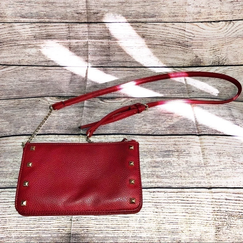 New York & Co. Red/Gold Crossbody Mini Studded Bag